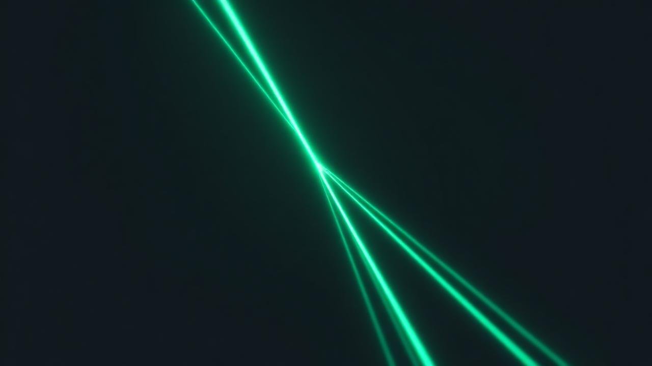 Beams of mint light converging to a single point