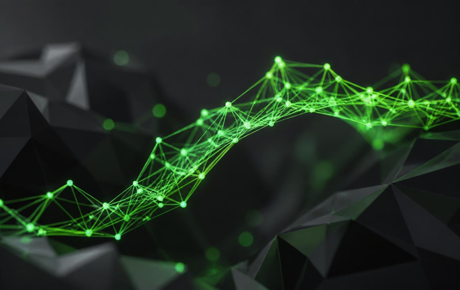 Abstract network of glowing links forming a bridge