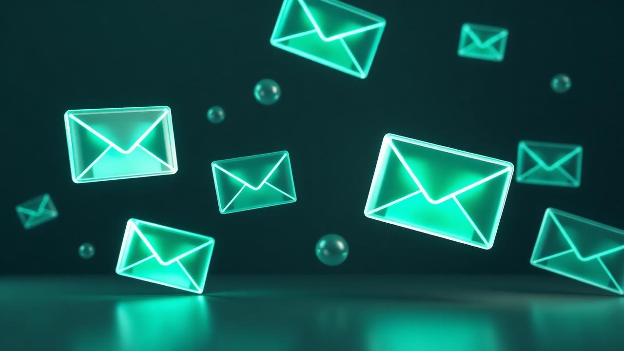 Floating glass envelopes representing personalised blogger outreach emails